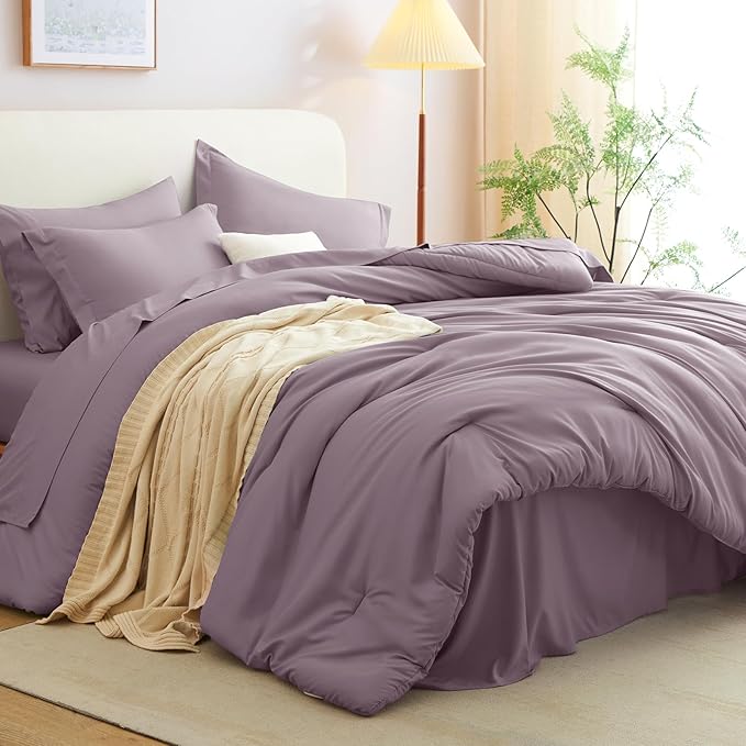 CozyLux Full Size Comforter Sets Dusty Purple, 7 Pieces Bed in a Bag Full - Image 7