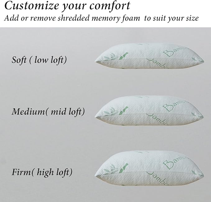 Memory Foam Pillows Queen Size set of 2, Shredded Memory Foam Bed Pillow - Image 4