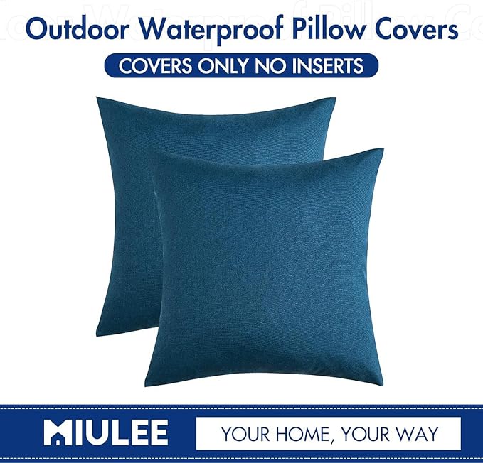 MIULEE Pack of 2 Decorative Outdoor Solid Waterproof Throw Pillow Covers Faux - Image 7