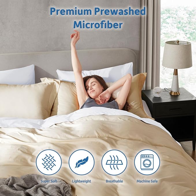 Nestl Beige Cream California King Duvet Cover Sets - Image 6