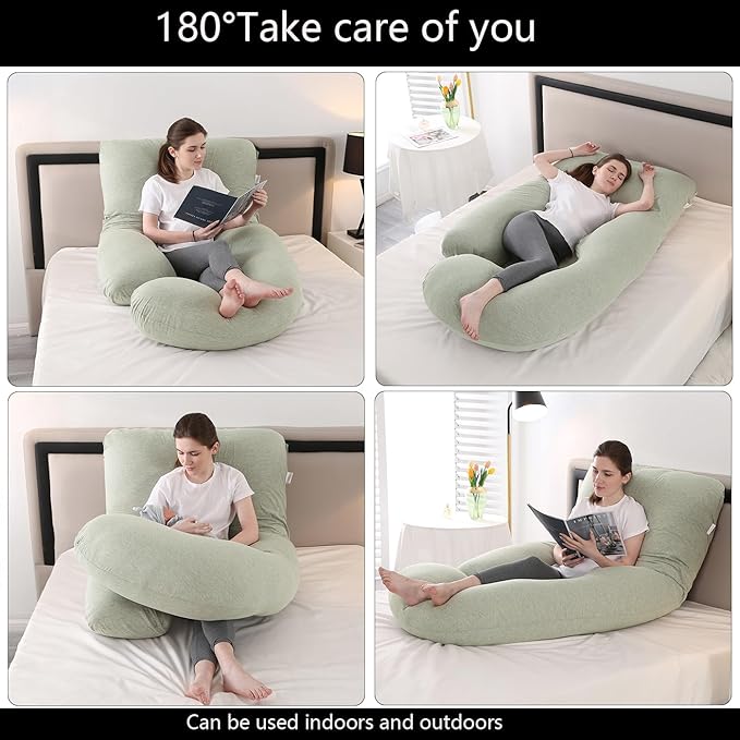 Jcickt Pregnancy Pillow J-Shaped Full Body Pillow, 59 inch Cool Fabric Easy to - Image 2