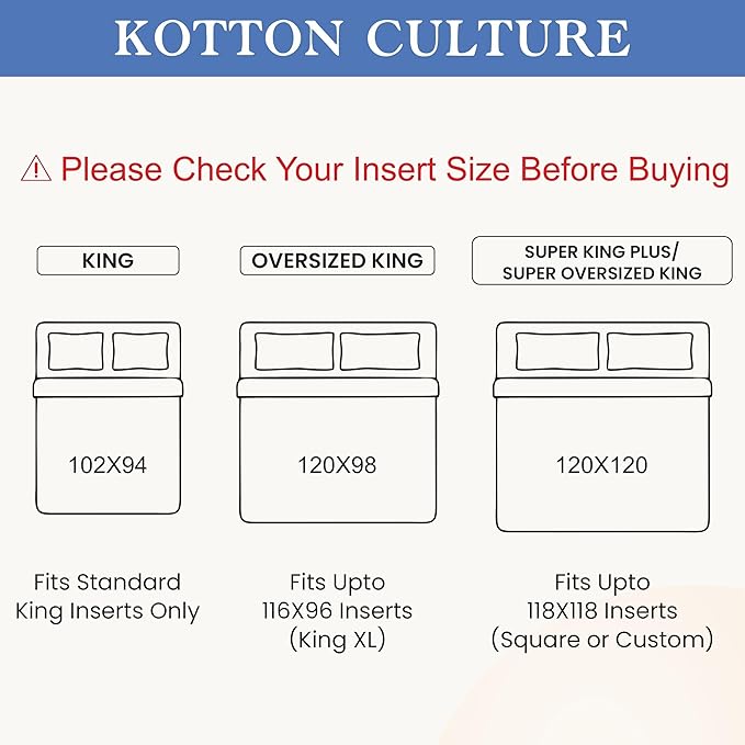 Kotton Culture 3 Pc 120"x120" Duvet Cover Set Super King Plus/Super Oversize - Image 3