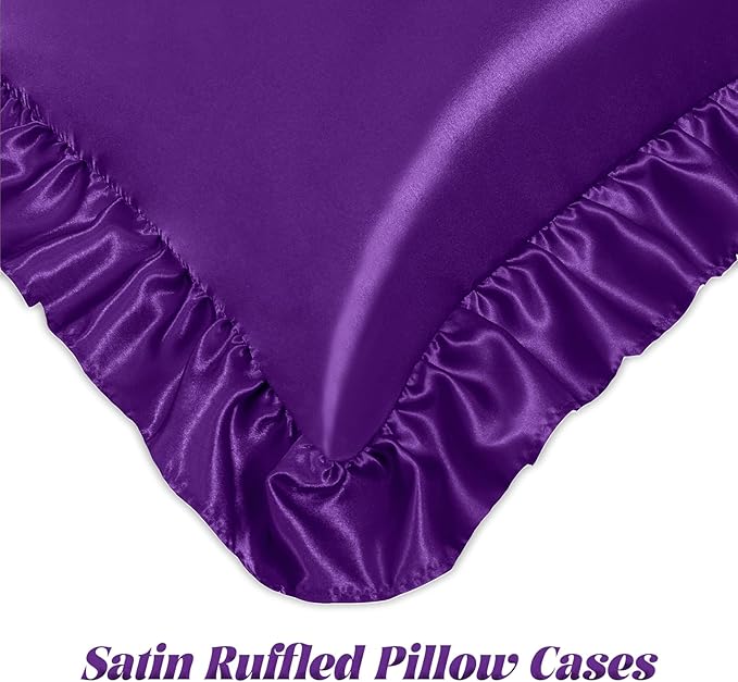 Homiest Ruffle Satin Body Pillow Cover, Silky Satin Body Pillowcase - Image 4