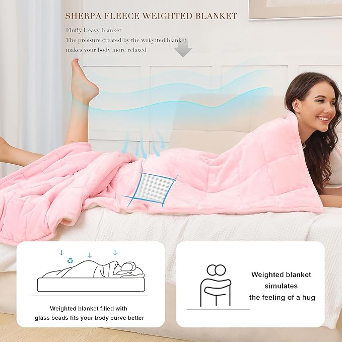Alomidds Weighted Blanket Twin Size 20lbs 48x72 inches, Sherpa Weighted Blankets - Image 3