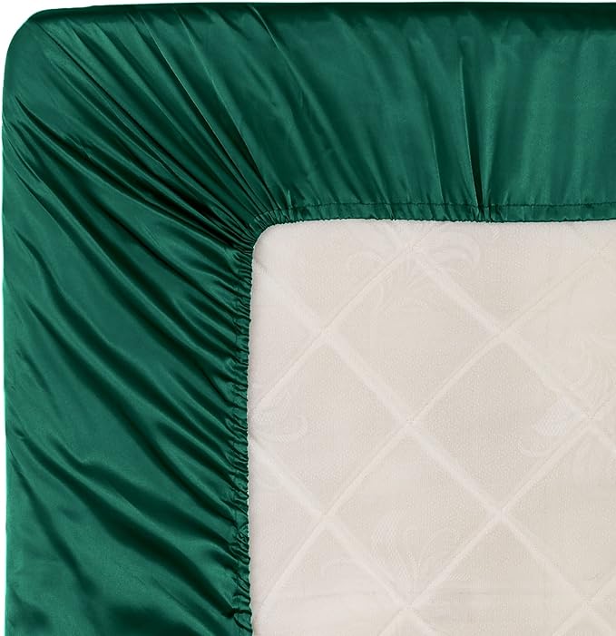 Homiest Blackish Green Satin Fitted Sheet - Image 6