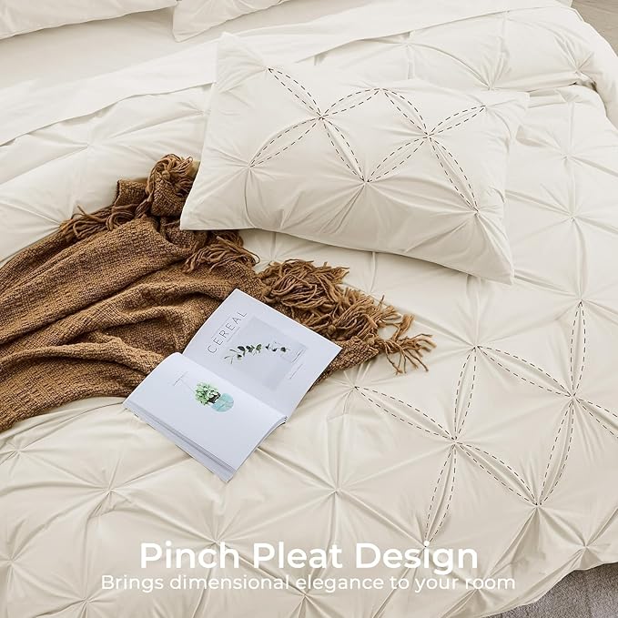 Sasttie Twin XL Comforter Set, 5-Piece Bed in a Bag, Pintuck Bedding Sets - Image 4