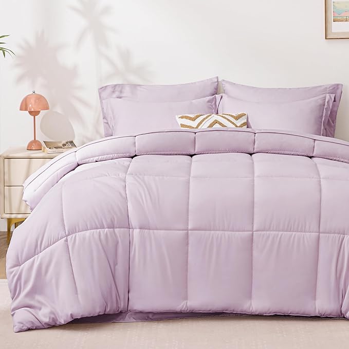 Love's cabin Full Comforter Set Light Purple, 7 Pieces Full Bed in a Bag by Lovescabin