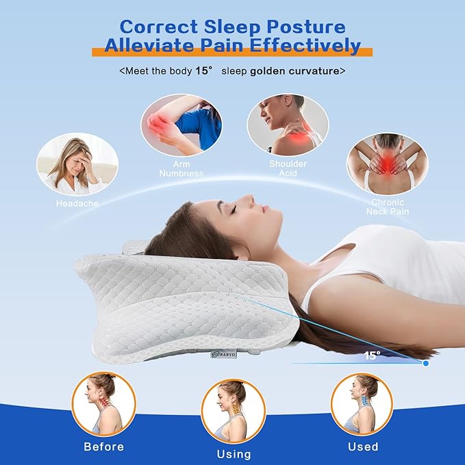 Pain Relief Cervical Pillow for Neck Support, Adjustable Ergonomic Pillow Cozy - Image 4