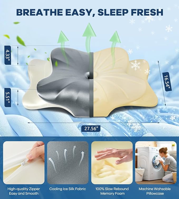 DONAMA Cervical Pillow for Neck and Shoulder Pain Relief, Cooling Contour - Image 8