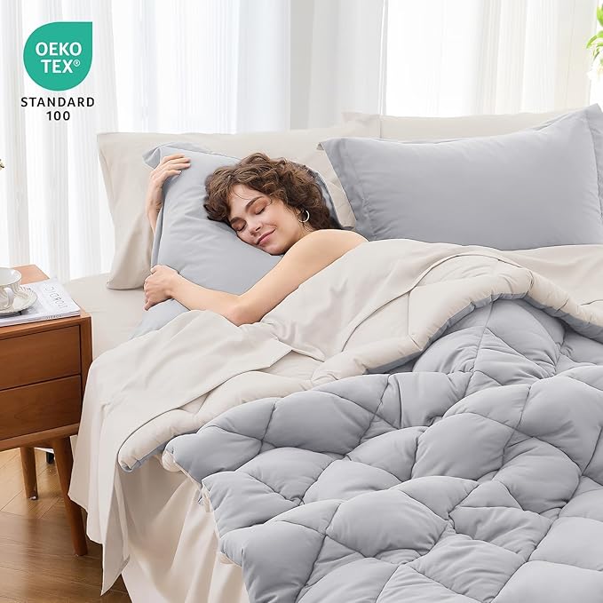 MUXHOMO 7 Pieces Full Comforter Set, Reversible Bed in a Bag Full Size - Image 2