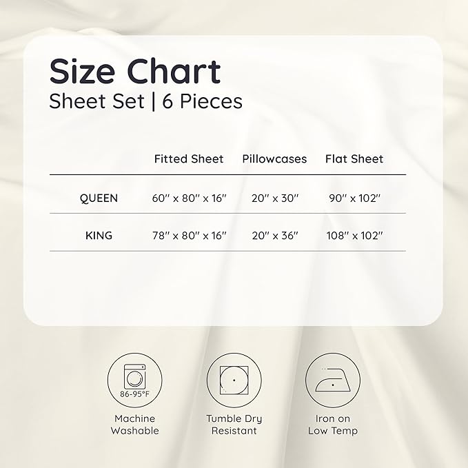 Bambaw 100% Viscose Derived from Bamboo Sheets Queen Size Set – 6pcs Deep - Image 8