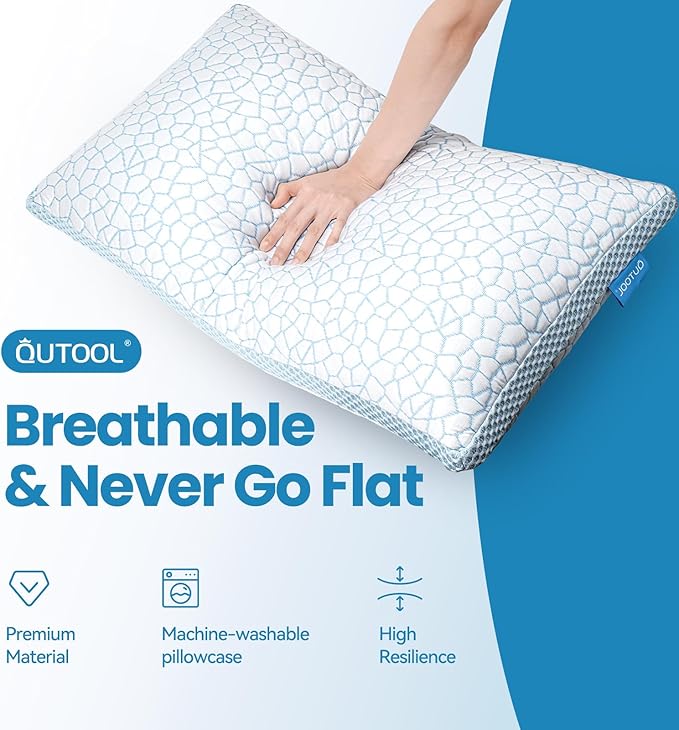 QUTOOL Cooling Pillows for Hot Sleeping, Shredded Memory Foam Pillows Standard - Image 8