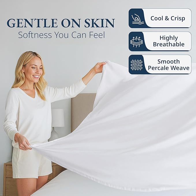 Lane Linen 100% Organic Cotton Twin Size Flat Sheet Only - Image 3