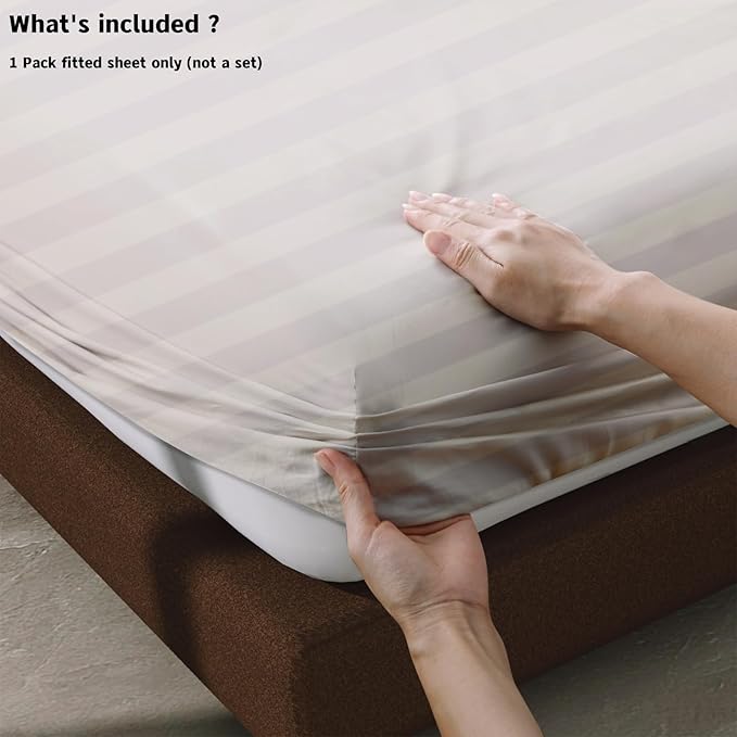 100% Egyptian Cotton Fitted Sheet Twin XL/Split King Size, 600 Thread Count - Image 5