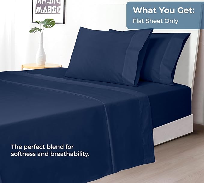 Royale Linens 100% Organic Cotton Queen Flat Sheet Only - Image 5