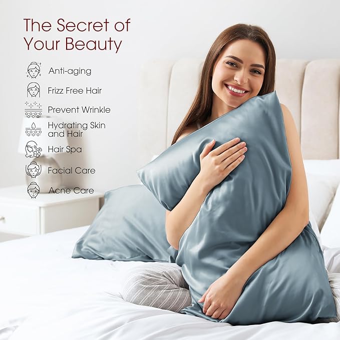 100% Silk Pillow Cases 2 Pack Standard Size Mulberry Silk Pillowcase - Image 3