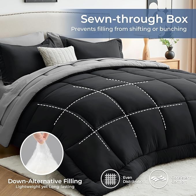 Sasttie Queen Comforter Set, 7 Pieces Bed in a Bag Queen, Complete Bedding Set - Image 8