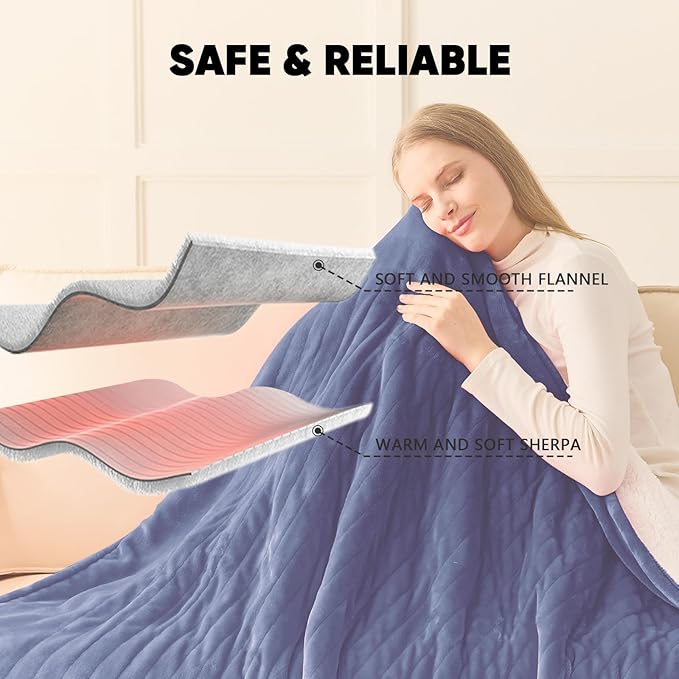 greenoak Heated Blanket Electric Queen Size 84"X90" Dual Control, Heating - Image 7