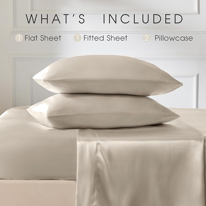 FreshCulture Satin Sheets Queen Size Bed Set- 4 Piece Luxury Soft Silky Queen - Image 3
