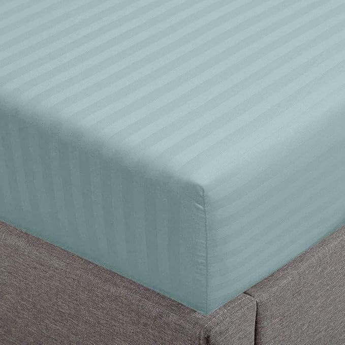 Feather & Stitch 1 Piece Fitted Sheet Queen Size, 100% Cotton Damask Sateen by FEATHERSTITCHNEWYORK