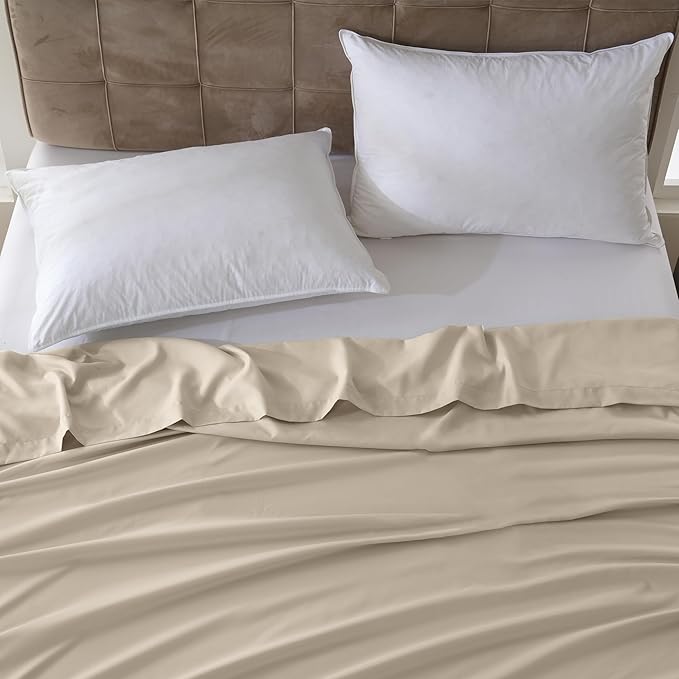 ZPECC King Flat Sheet Only 1 Pack, Durable Beige Top Bed Sheets Hypoallergenic - Image 7