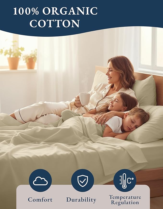 LANE LINEN Twin XL Sheets Set, 100% Mercerized Organic Cotton Twin XL Bed - Image 6
