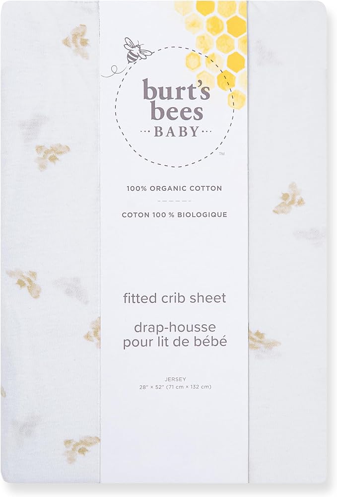 Burt's Bees Baby Essential Organic Cotton Fitted Crib Sheet, Breathable - Image 2