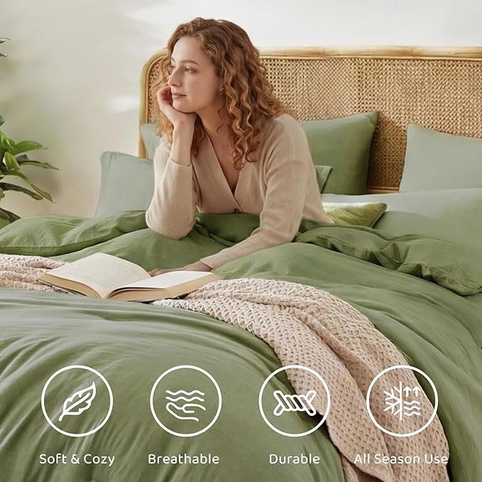 WRENSONGE California King Size Comforter Set- 7 Pieces Sage Green Bed in a Bag - Image 4