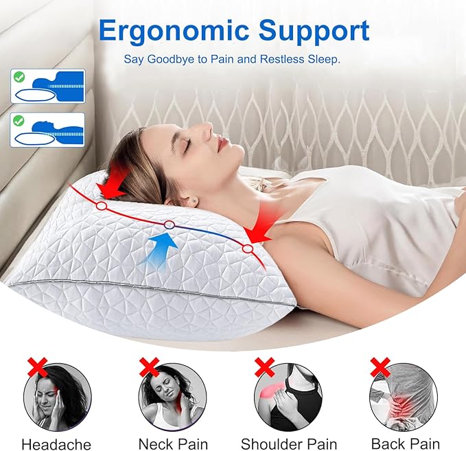 Cooling Pillows King Size Set of 4, Shredded Memory Foam Pillows, Adjustable - Image 5