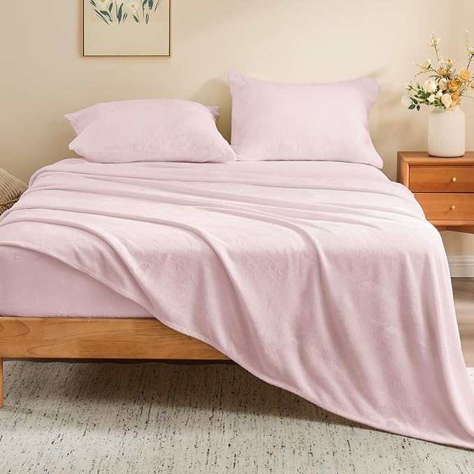 BEDELITE Flannel Sheets Twin Size Pink - Image 2