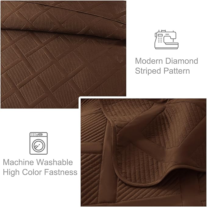 Exclusivo Mezcla King Quilt Set- Brown Quilts Bedding Set - Image 5