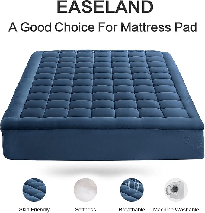 EASELAND King Size Mattress Pad Pillow Top Mattress Cover Quilted Fitted - Image 2