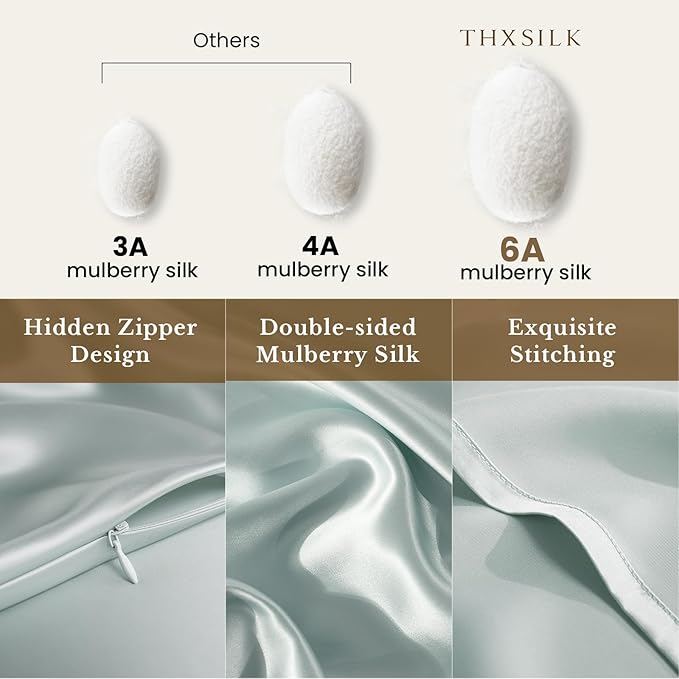 THXSILK 100% Silk Pillowcase for Hair and Skin Luxury 25 Momme Mulberry Silk - Image 2