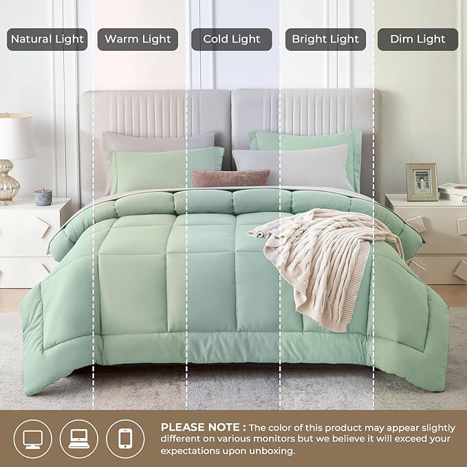 Sasttie Twin XL Comforter Set, 5 Pieces Reversible Twin XL Bed in a Bag - Image 8