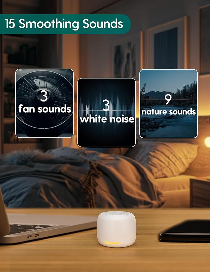 Babelio White Noise Sound Machine, Night Light, Mini and Portable, 15 - Image 3