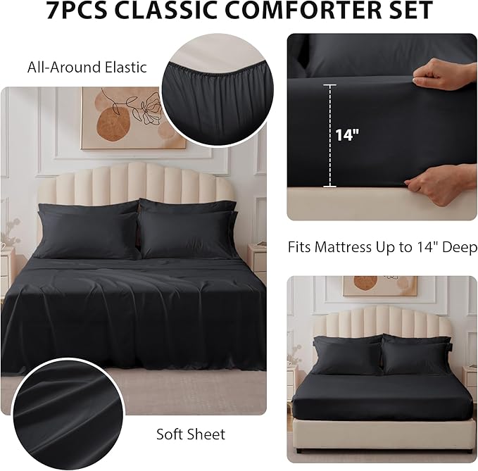 King Comforter Set Black - Image 2
