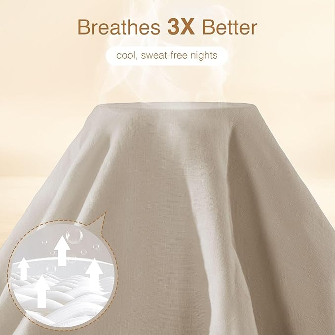 SONORO KATE 100% French Linen Duvet Cover Queen Size, Soft Breathable - Image 3