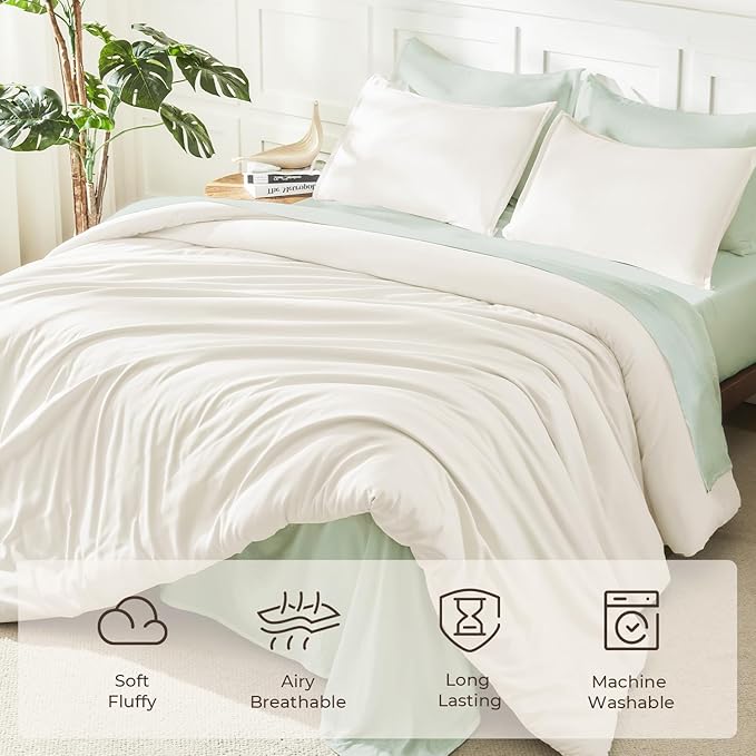 Litanika Oversized King Comforters Ivory Super King Size, 3 Pieces Lightweight - Image 3