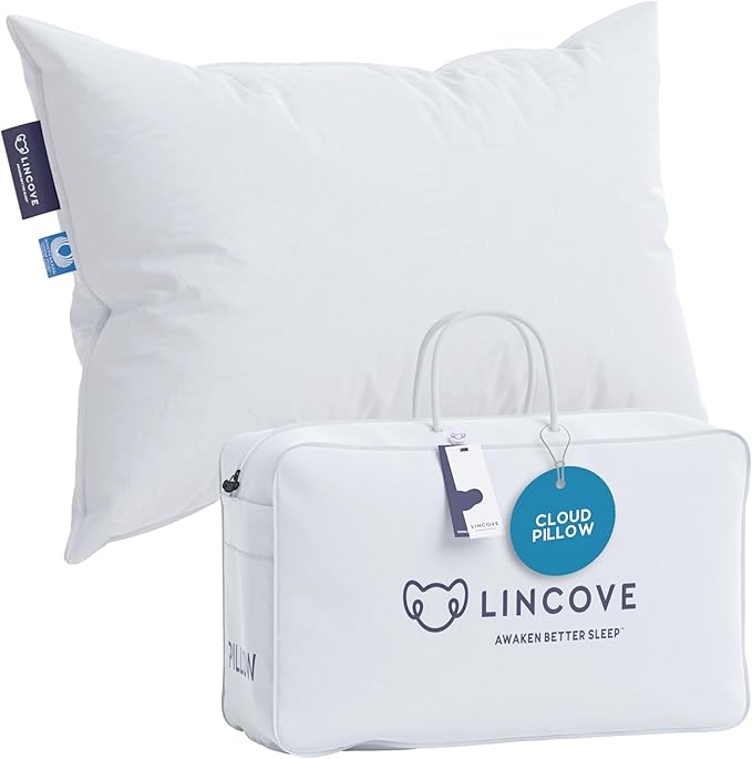 Lincove Cloud Natural Canadian Down and Waterfowl Feather Pillow, 500 Thread by Lincove