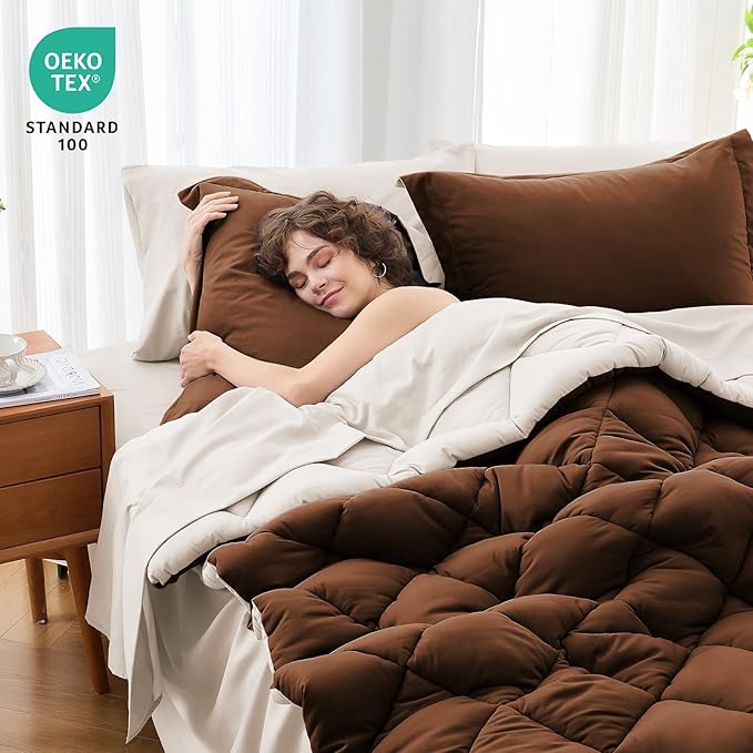 MUXHOMO 7 Pieces King Comforter Set, Reversible Bed in a Bag King Size - Image 4