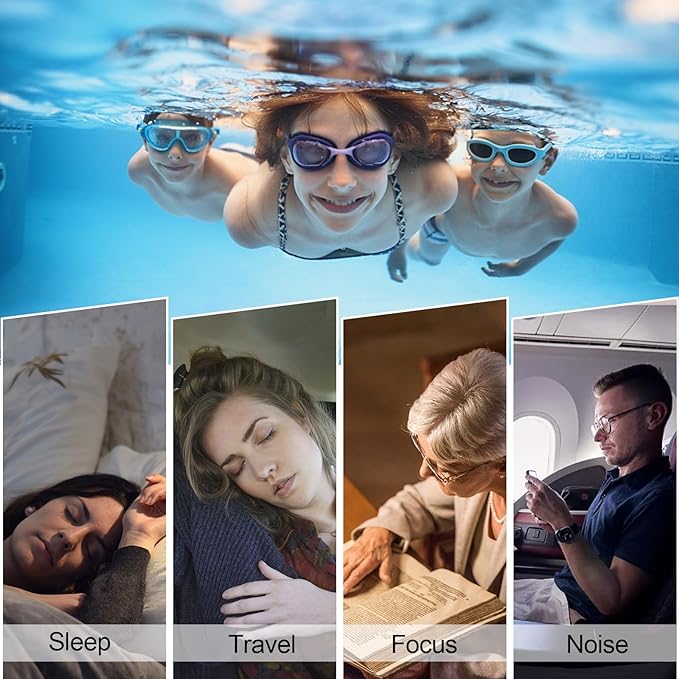 Swimming Ear Plugs for Adults, 3 Pairs Waterproof Reusable Silicone Swim - Image 3