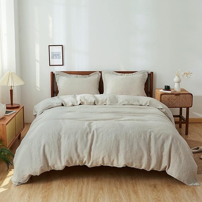 Simple&Opulence 100% Linen Duvet Cover Set 3pcs Basic Style Natural French - Image 7