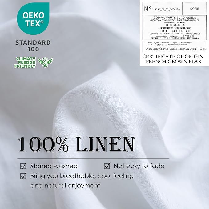 Simple&Opulence 100% Linen Duvet Cover Set 2pcs Basic Style Natural French - Image 2