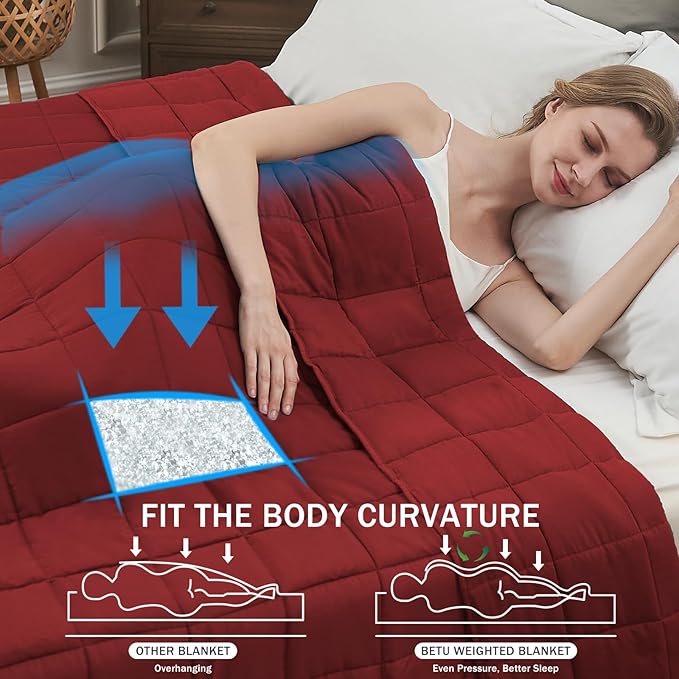 Red Weighted Blanket for Adults 20lbs, Queen Size Cooling Heavy Throw Blanket - Image 2