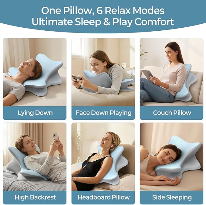 Cervical Neck Pillow for Pain Relief, Ergonomic Reading Pillow for Bed - Image 7