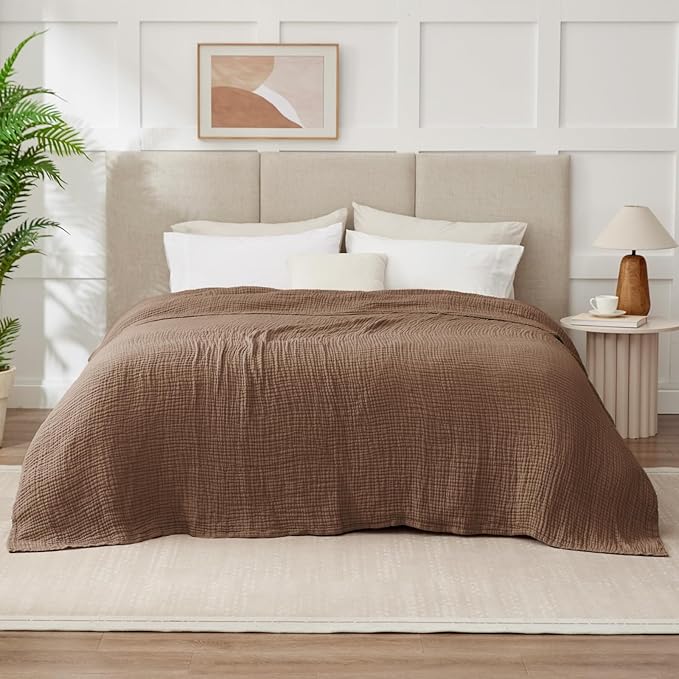 100% Cotton Muslin Blanket California King 120" x 90", 6 Layers Breathable and - Image 7