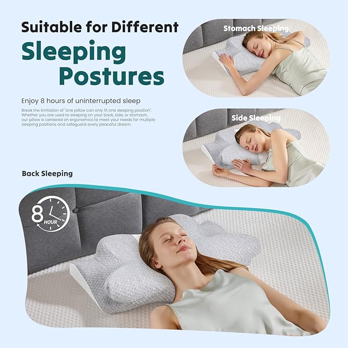 DUMOS Cervical Neck Pillow for Sleeping, Cooling Ergonomic Memory Foam Pillow - Image 7