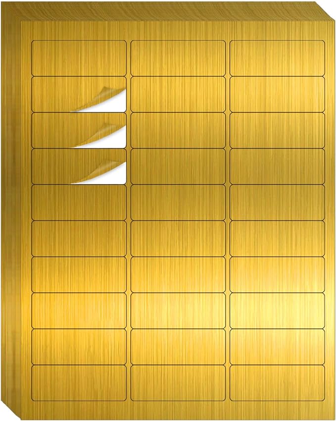 1" x 2-5/8" Address Labels- Gold Shipping Labels Stickers/Mailing Labe Stickers for Laser/Inkjet Printer, Matte- Permanent Adhesive Sticker-DeskoryOffice