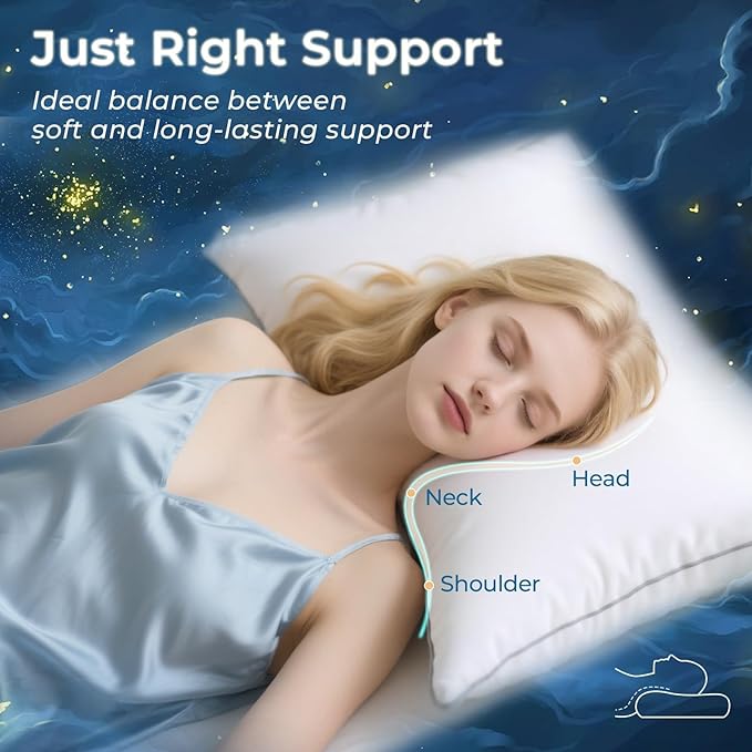 Sasttie Standard Pillows Set of 2, Full Size Bed Pillows - Image 3