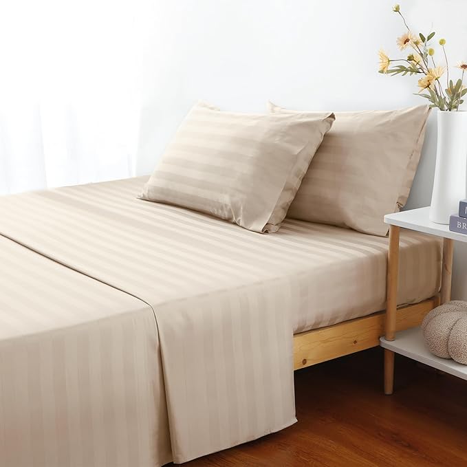 Flat Sheet Only Twinxl Size, 400 TC 100% Egyptian Cotton Flat Sheet Striped - Image 5